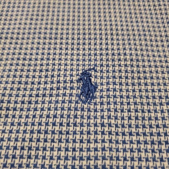 Vintage Polo Ralph Lauren Shirt Men Large Blue Houndstooth Polo Casual‎ Preppy - Picture 4 of 8